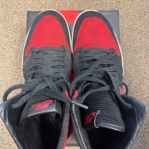 Jordan 1 Retro High Flyknit Bred - Black and Red Sneakers - Picture 3 of 6
